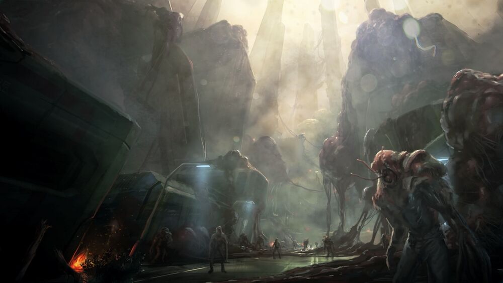 Halo: Spartan Assault screenshot of New Mombasa infested by the Flood