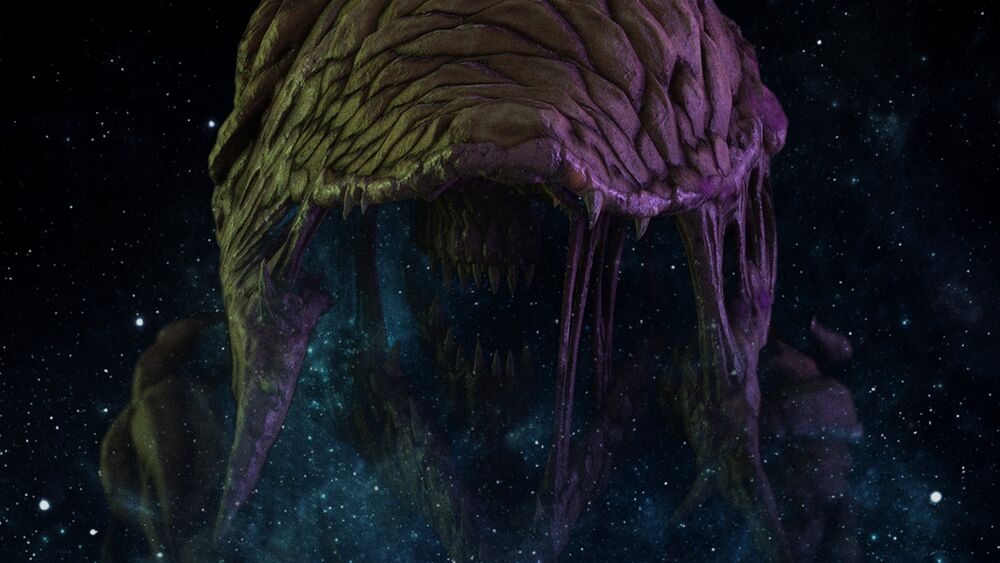 Ascension on Atropos art showing a Flood-infected Spartan's Dirgesinger form