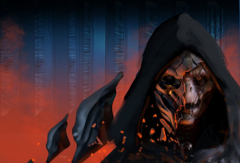 Early cover art exploration for Halo: Epitaph depicting the Didact illustrated by Chris McGrath