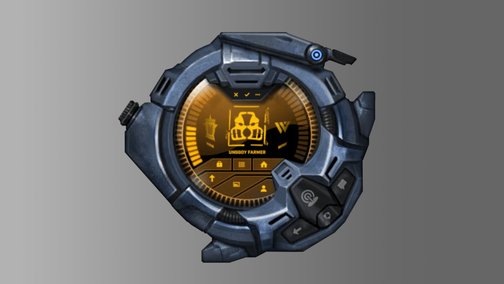 Art of a chatter device showing an app screen with "Unggoy Farmer" selected