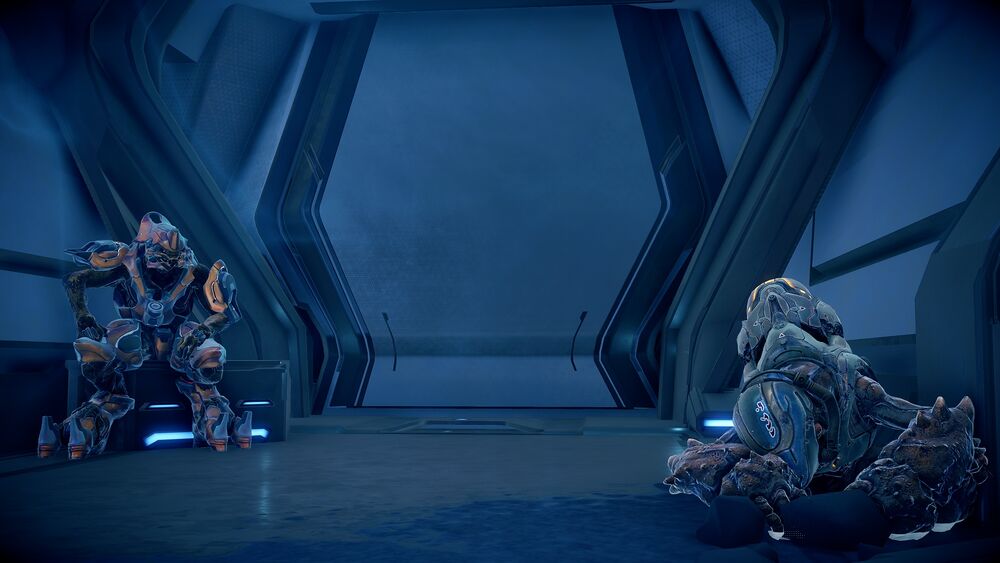 Halo 5 screenshot of Dham 'Mashatt and Jabjab in a cell on Genesis