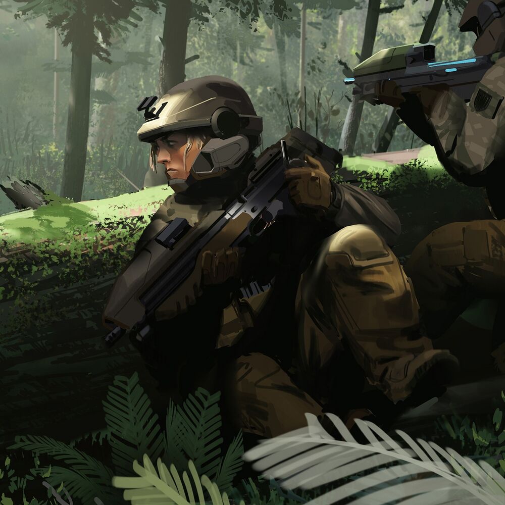 Crop of Halo Infinite concept art depicting Gunnery Sergeant Elena Bobrov